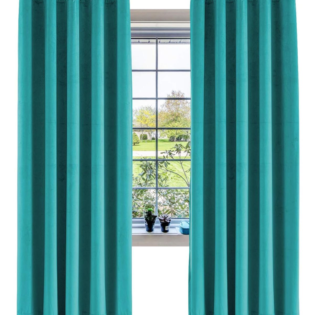 GENERICO - CORTINAS BLACKOUT COLOR TURQUESA ENGOMADA 2 LIENZO 140X230 C/U TF