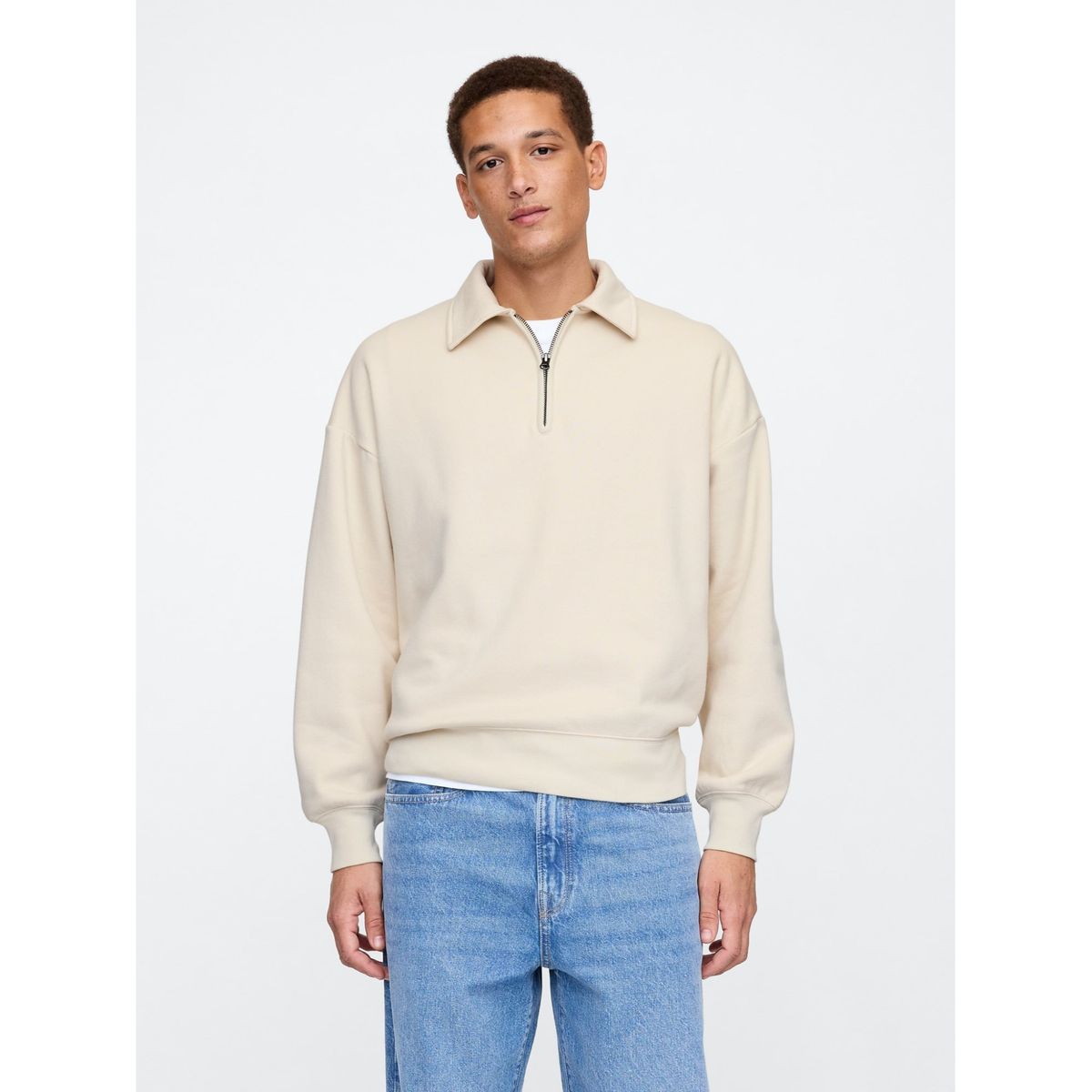 GAP - Polerón Hombre Vintage Medio Cierre Beige GAP