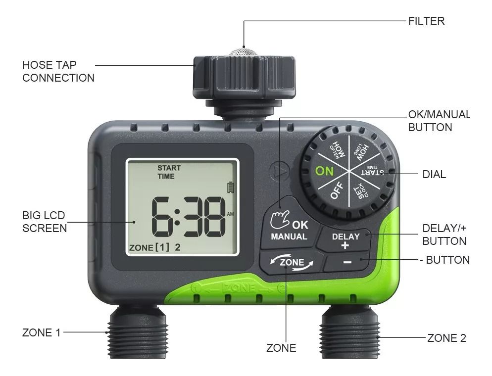 Programador Riego Automatico Controlador Digital 2 Zonas | Sodimac Chile