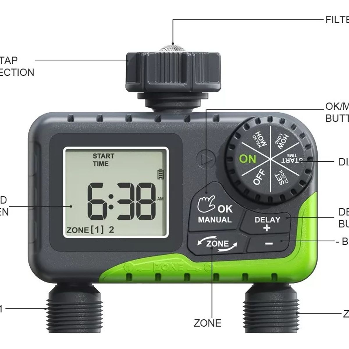 U BUY - Programador Riego Automatico Controlador Digital 2 Zonas