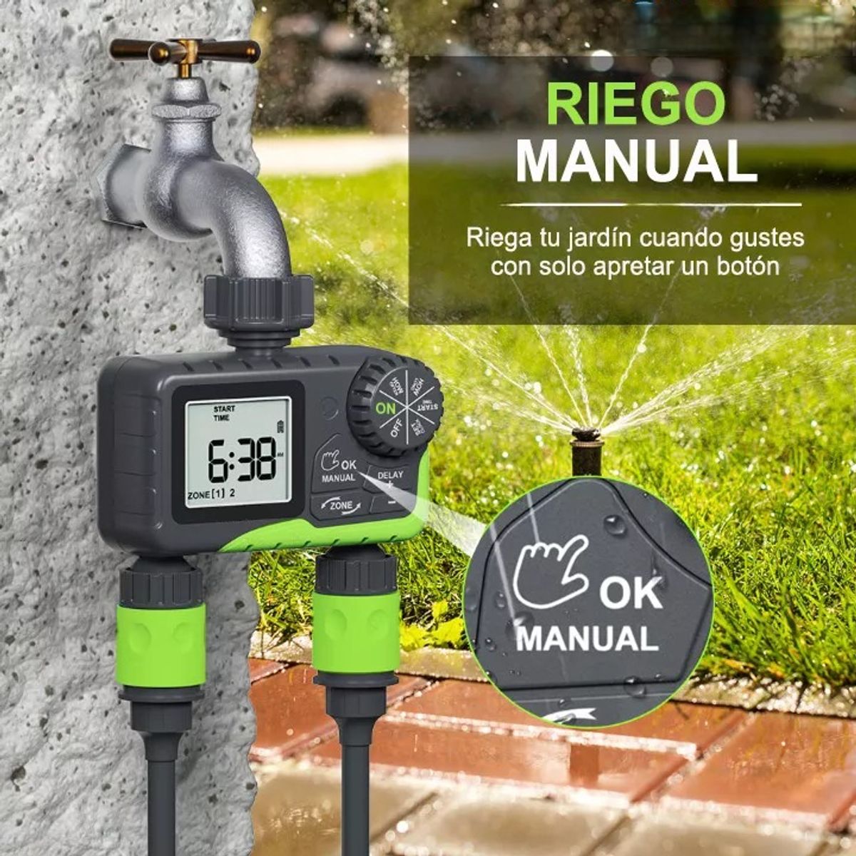 U BUY - Programador Riego Automatico Controlador Digital 2 Zonas