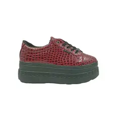 HERIEL - Zapatilla Burdeos Plataforma Mujer.