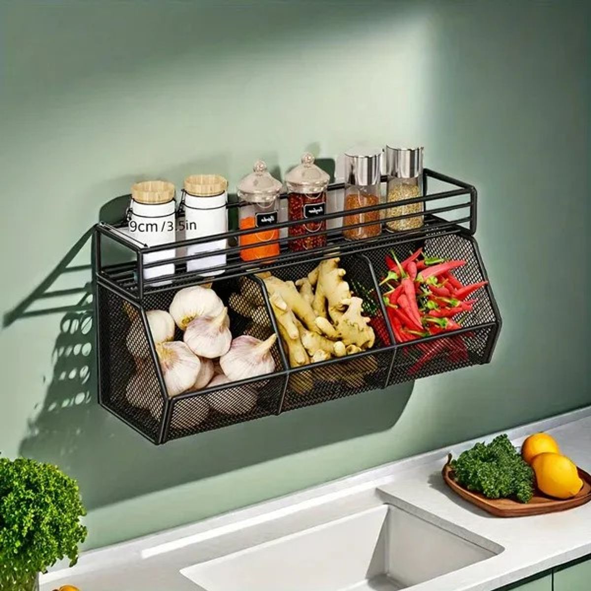 GENERICO - ORGANIZADOR PARA COCINA TRIPLE METAL COLOR NEGRO WYM