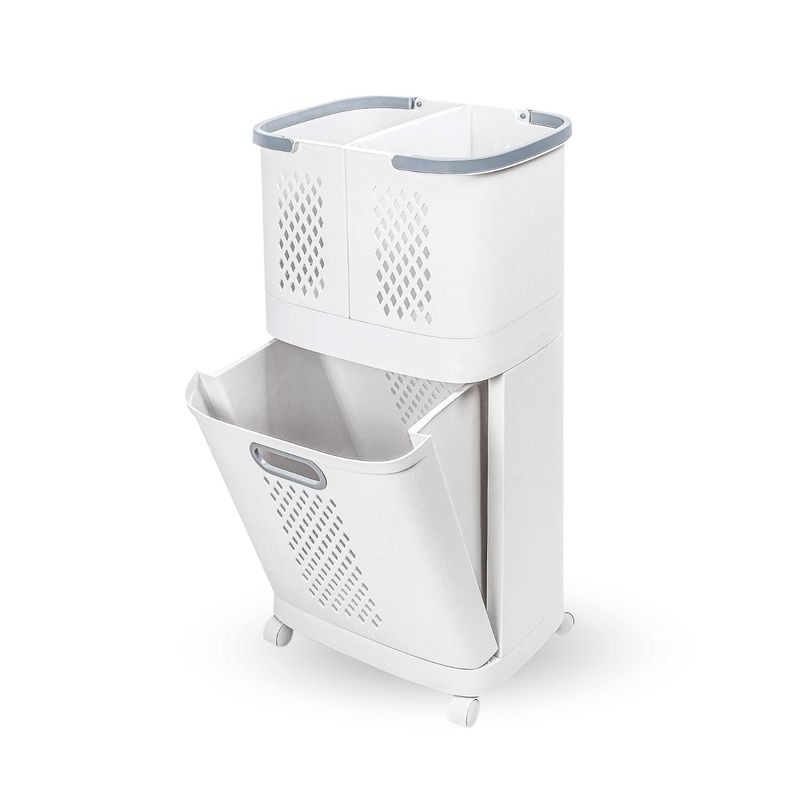 SANTU HOME & DECO - Canasto para Ropa con Ruedas y Cestas Desmontables