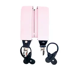 LUCIA CORBATAS - Suspensor hombre elastico rosado con negro doble broche Luciacorbatas