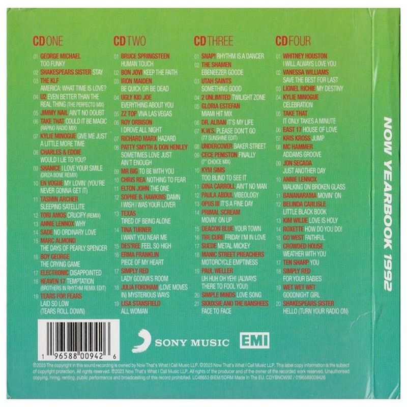 HITWAY MUSIC - NOW YEARBOOK 92 - VARIOUS 4CD DIGIPACK - CD