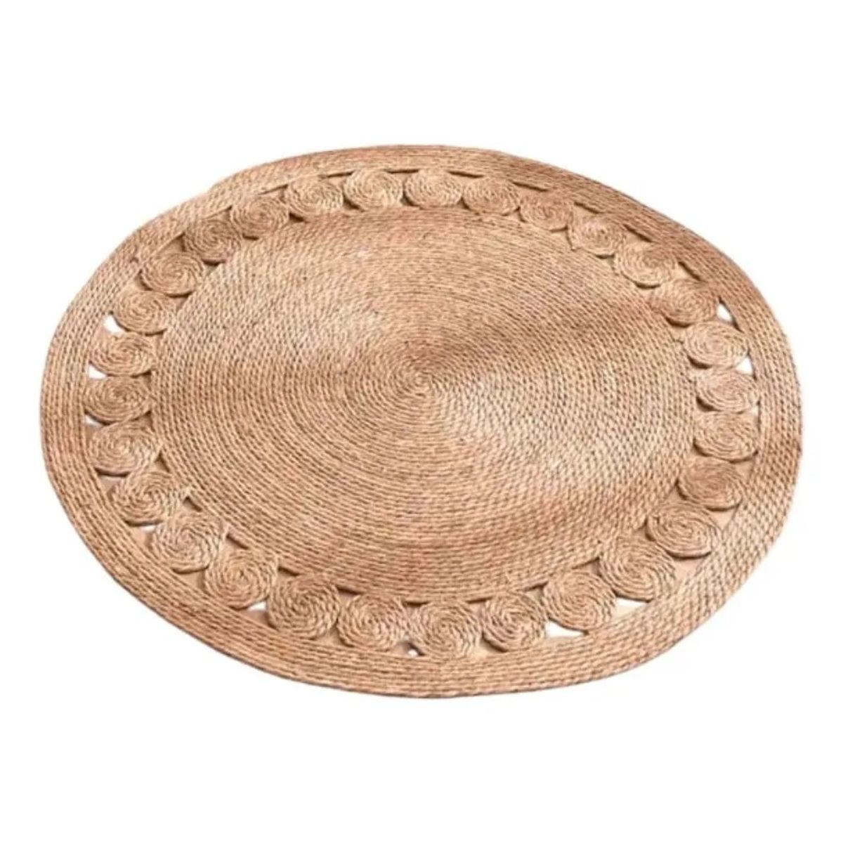 MUNDO MAGIA - Alfombra Yute Fibra Natural Redonda 120 Cm Decoración