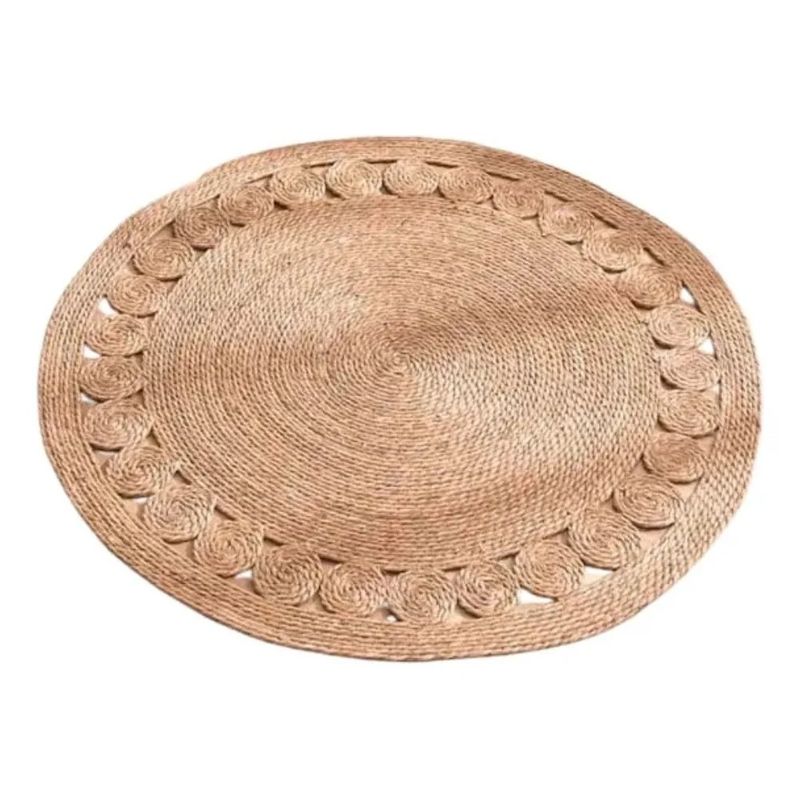 MUNDO MAGIA - Alfombra Yute Fibra Natural Redonda 120 Cm Decoración