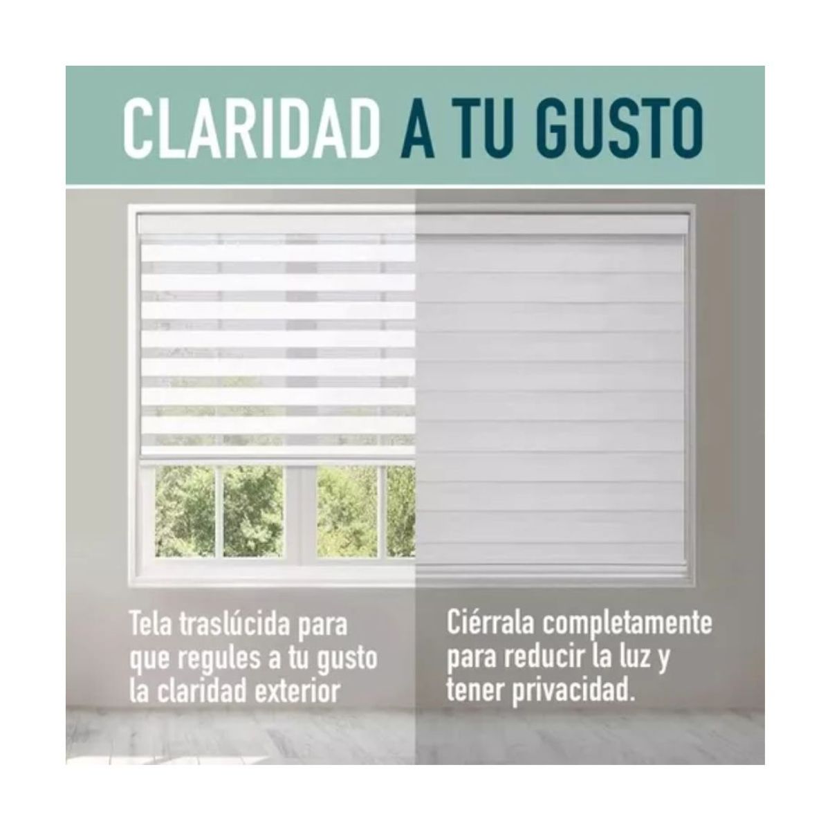 GENERICO - Cortina Roller Duo Zebra Día Noche 80x200cm Negro