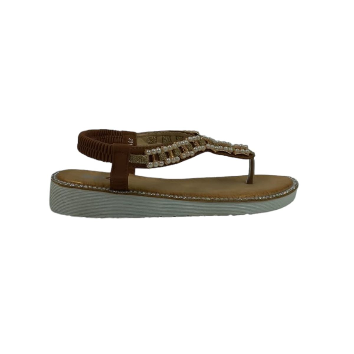 HERIEL - Sandalia Café Baja con Brillos