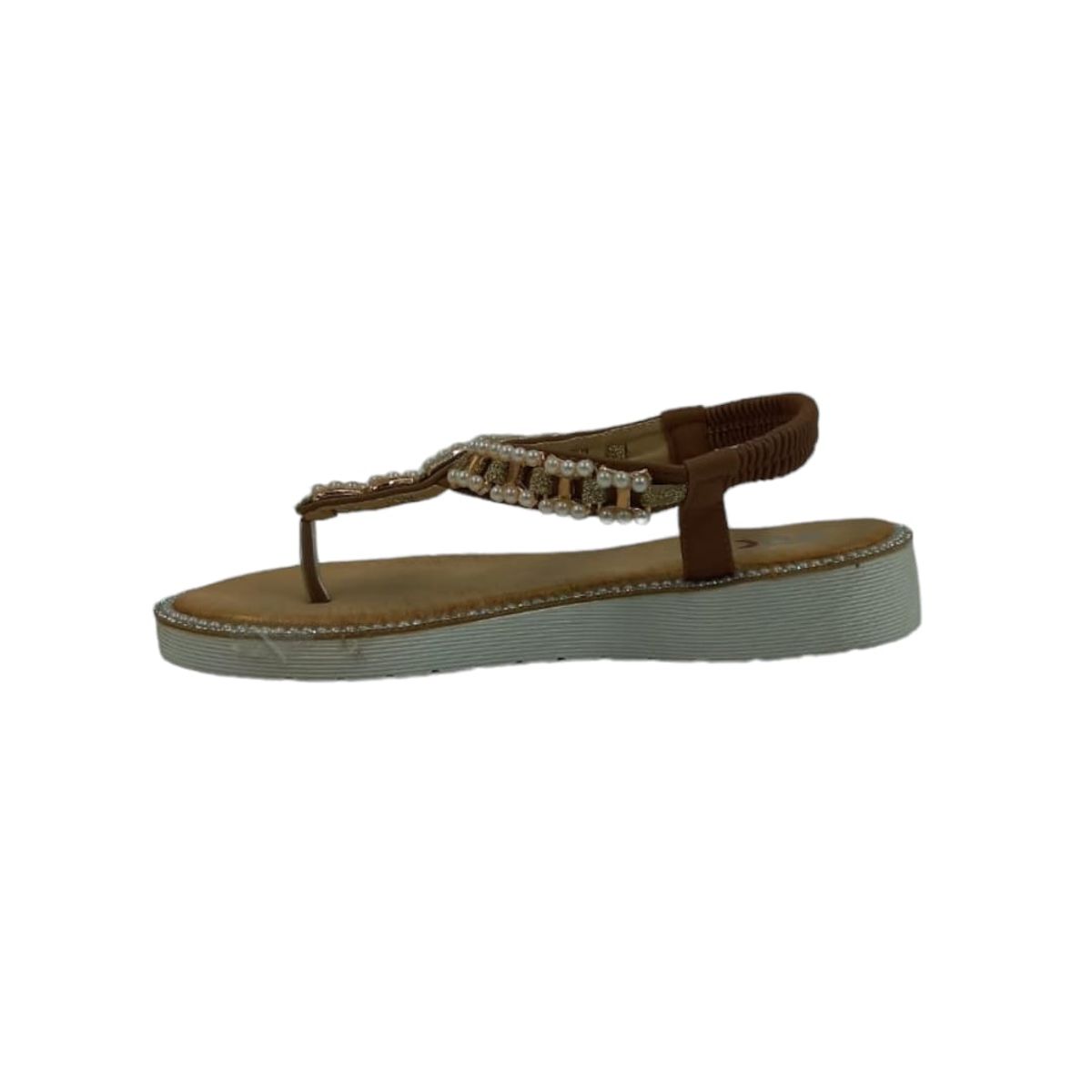 HERIEL - Sandalia Café Baja con Brillos