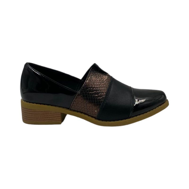HERIEL - Zapato Negro Bajo Charol Mujer.