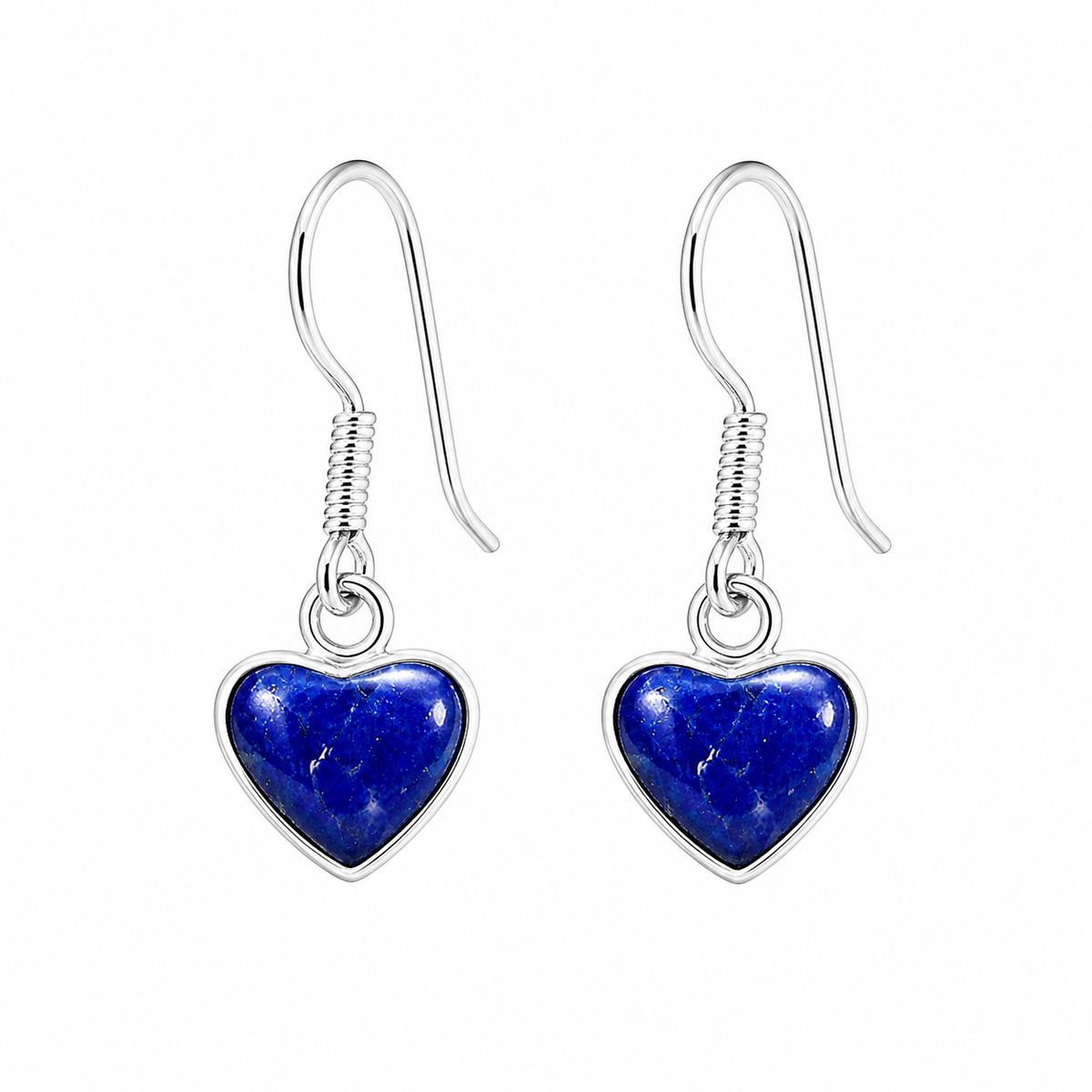 JOYAS MYTOKE - Aros Lapislázuli Corazón Plata 950 Con Ganchos