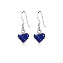 JOYAS MYTOKE - Aros Lapislázuli Corazón Plata 950 Con Ganchos