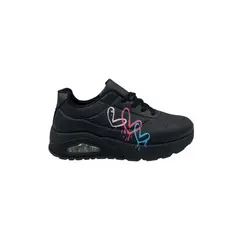 HERIEL - Zapatilla Negra Corazones Mujer