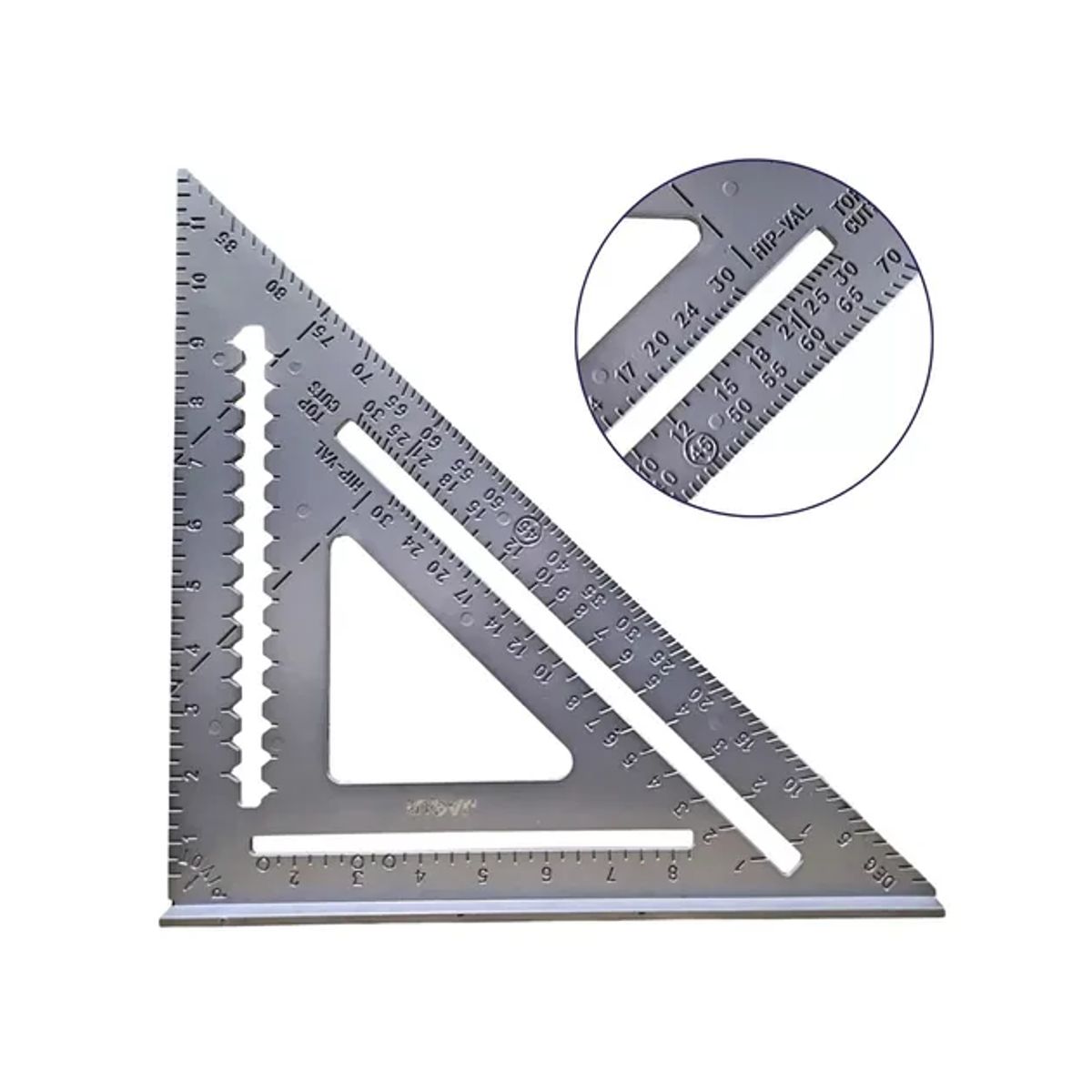 GENERICO - Regla Escuadra Triangular Metálica De Carpintería Grados Color Plateado