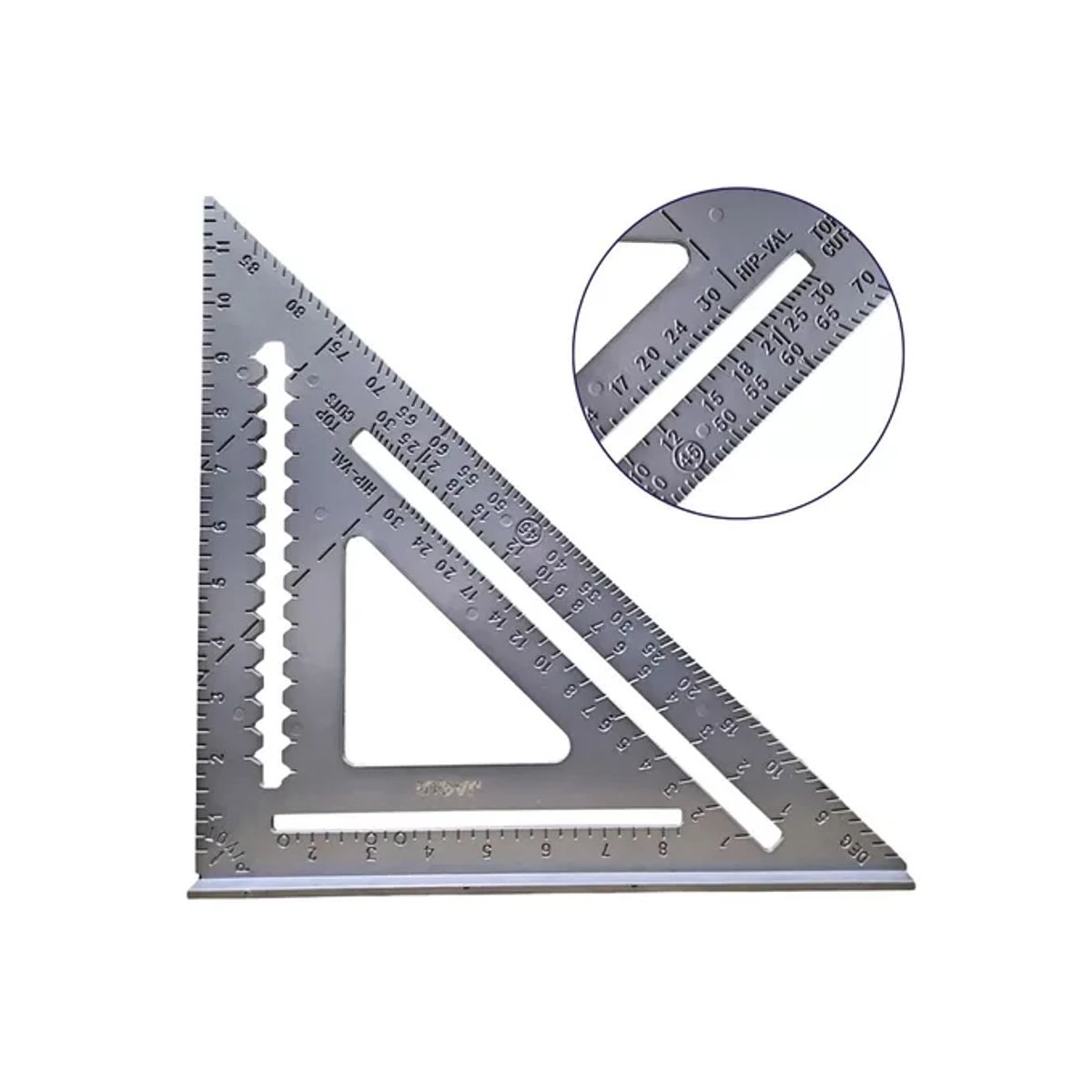 GENERICO - Regla Escuadra Triangular Metálica De Carpintería Grados Color Plateado