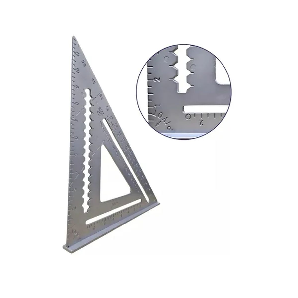 GENERICO - Regla Escuadra Triangular Metálica De Carpintería Grados Color Plateado