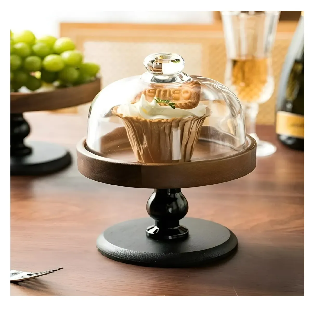 PASTELERIUS - Base Para Cupcakes Base De Torta Porta Cupcake Soporte 15cm Base Tapa En Vidrio Para Tortas Base