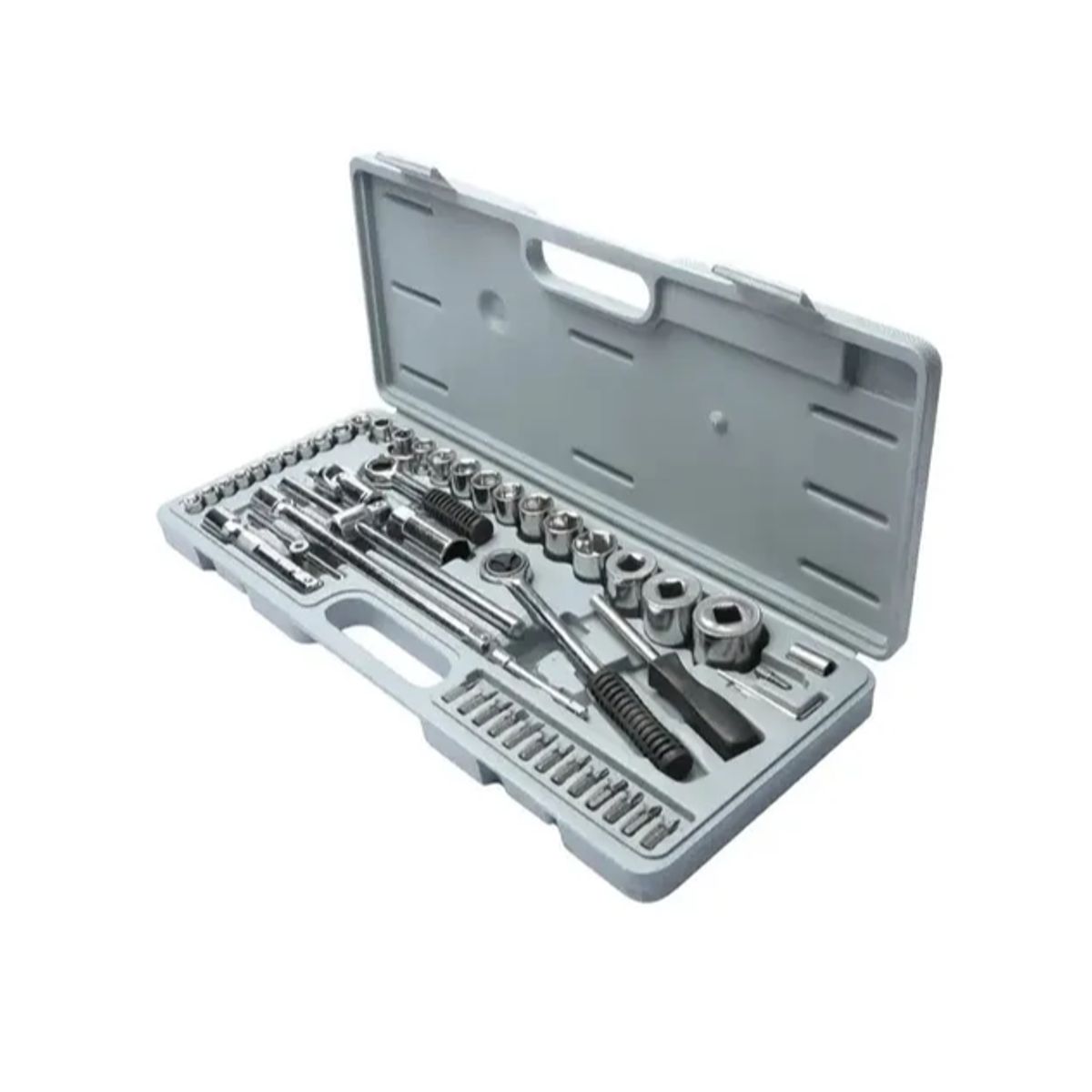 GENERICO - Caja De Dados Rachet Chicharra 52 Pcs Herramientas Manuales Color Plateado