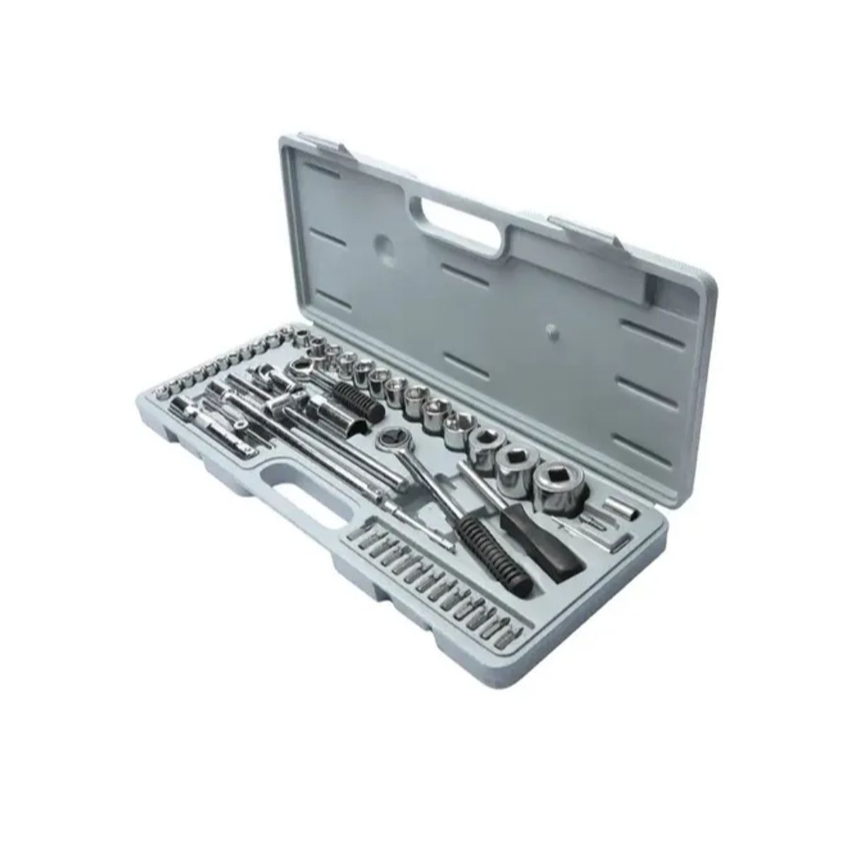 GENERICO - Caja De Dados Rachet Chicharra 52 Pcs Herramientas Manuales Color Plateado