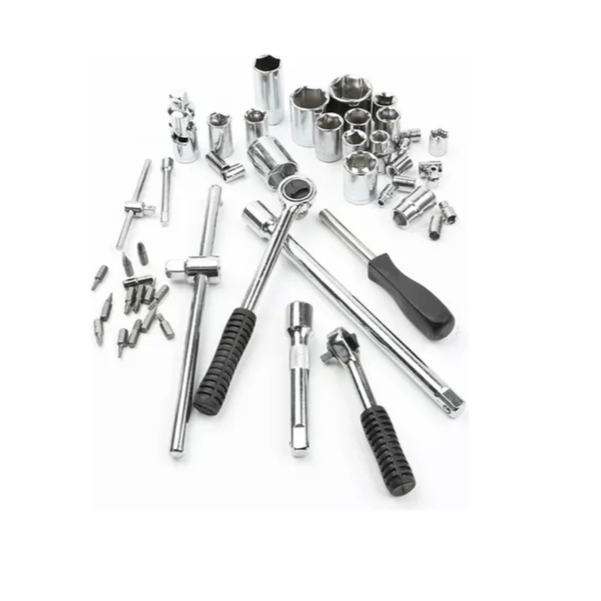 GENERICO - Caja De Dados Rachet Chicharra 52 Pcs Herramientas Manuales Color Plateado