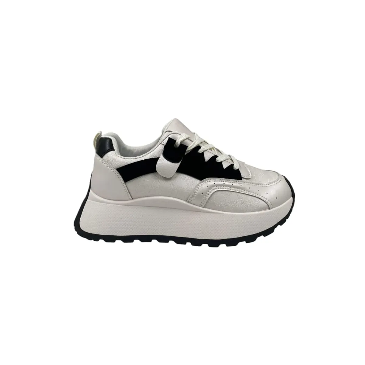 HERIEL - Zapatilla Blanco y Negro Plataforma