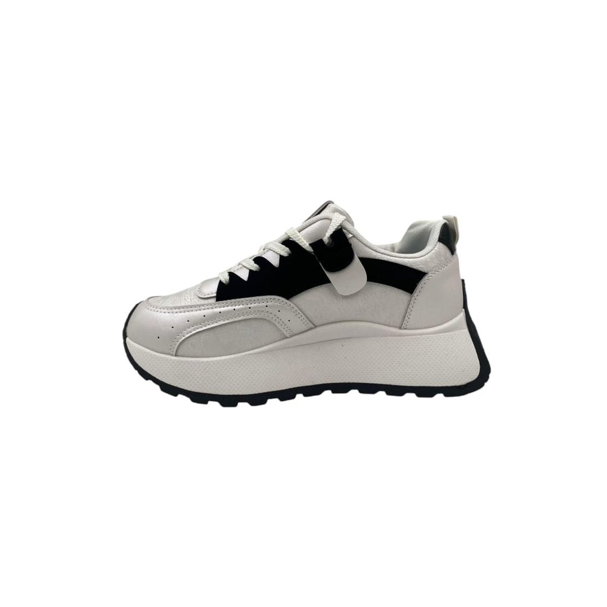 HERIEL - Zapatilla Blanco y Negro Plataforma