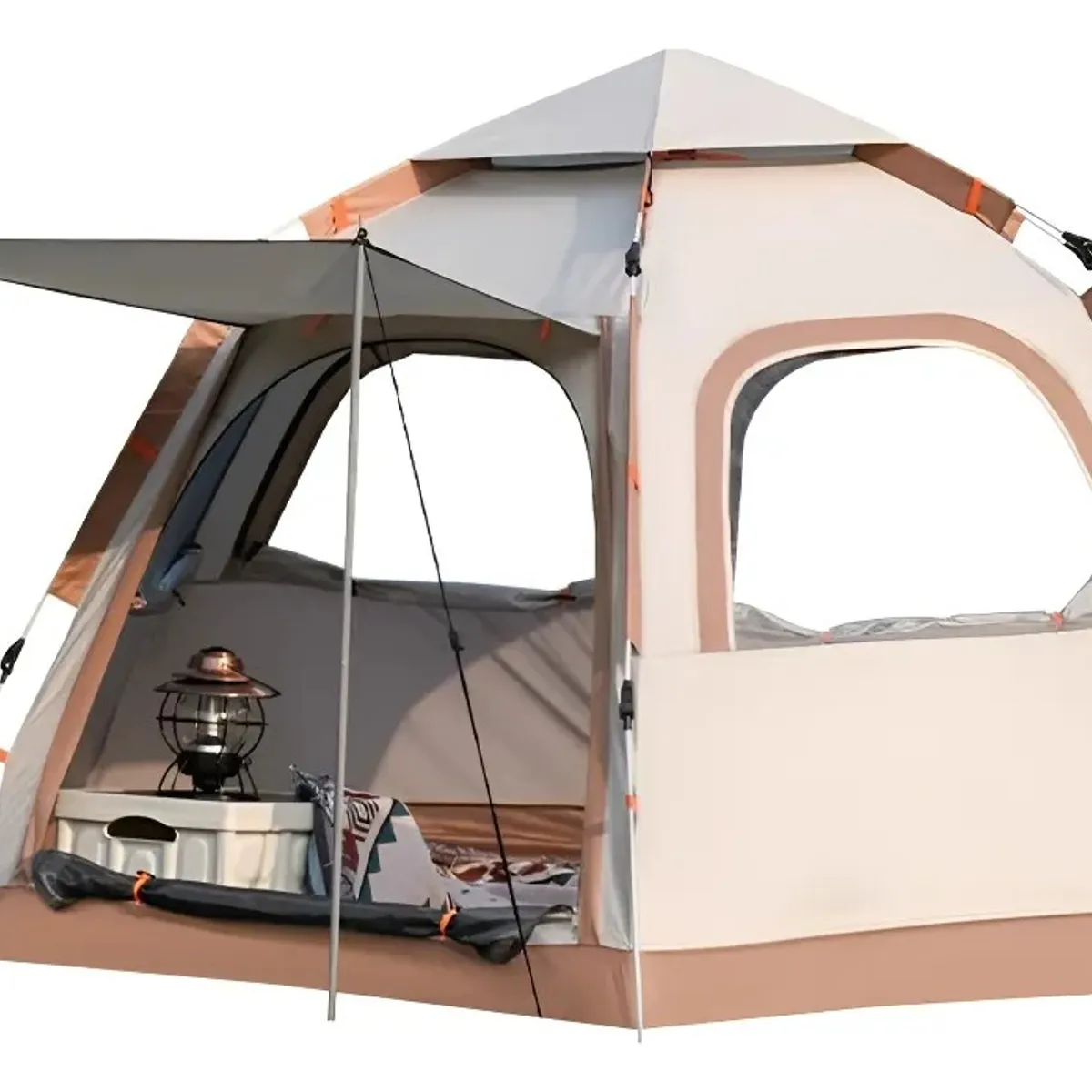 MUNDO MAGIA - Carpa Hexagonal Automática Camping 6 Personas 280x280x155cm