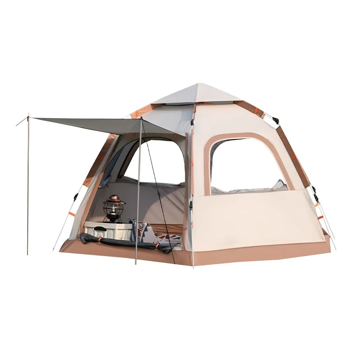 MUNDO MAGIA - Carpa Hexagonal Automática Camping 6 Personas 280x280x155cm