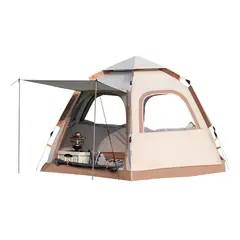 MUNDO MAGIA - Carpa Hexagonal Automática Camping 6 Personas 280x280x155cm