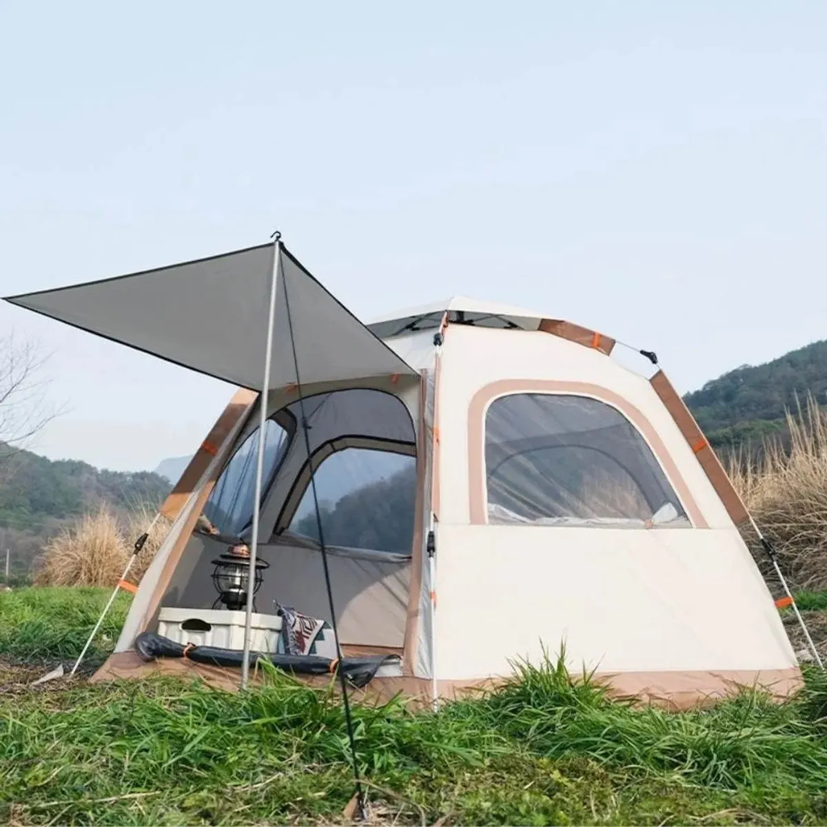 MUNDO MAGIA - Carpa Hexagonal Automática Camping 6 Personas 280x280x155cm