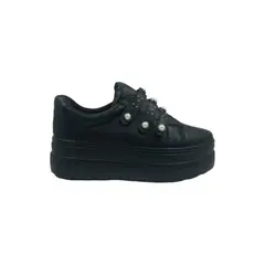 HERIEL - Zapatilla Negra Perlas Mujer