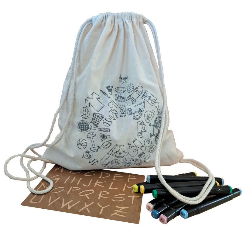 GENERICO - Mochila Deportes +stencil +plumones Manualidades.
