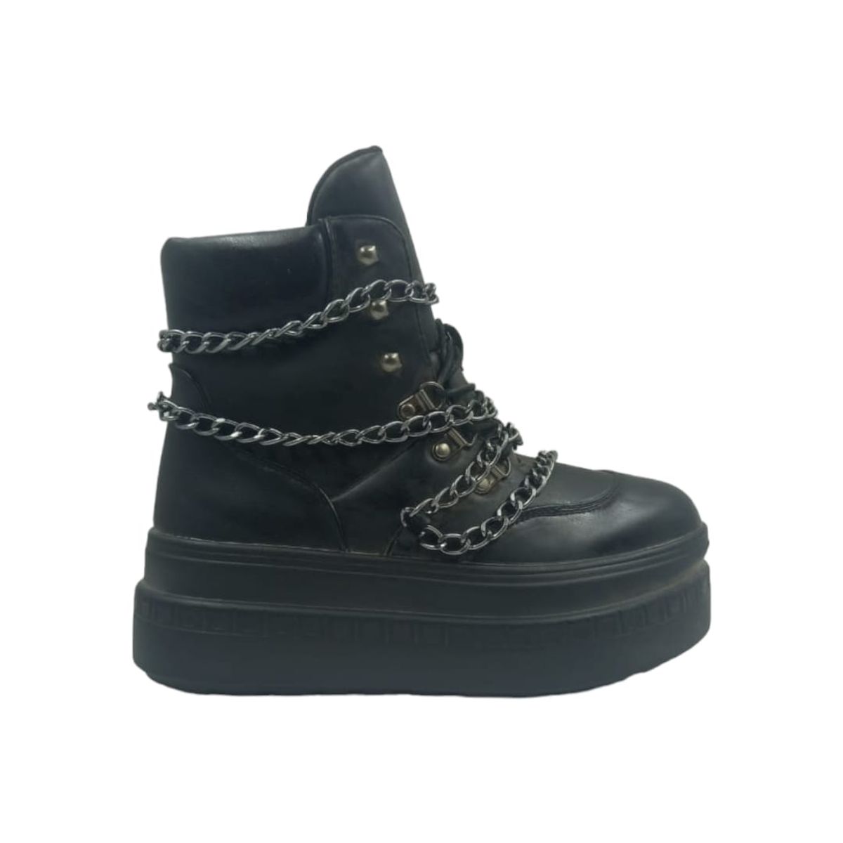 HERIEL - Botin Negro Plataforma Cadenas