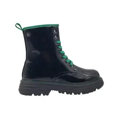 HERIEL - Botín Negro Charol Cordones Multicolor