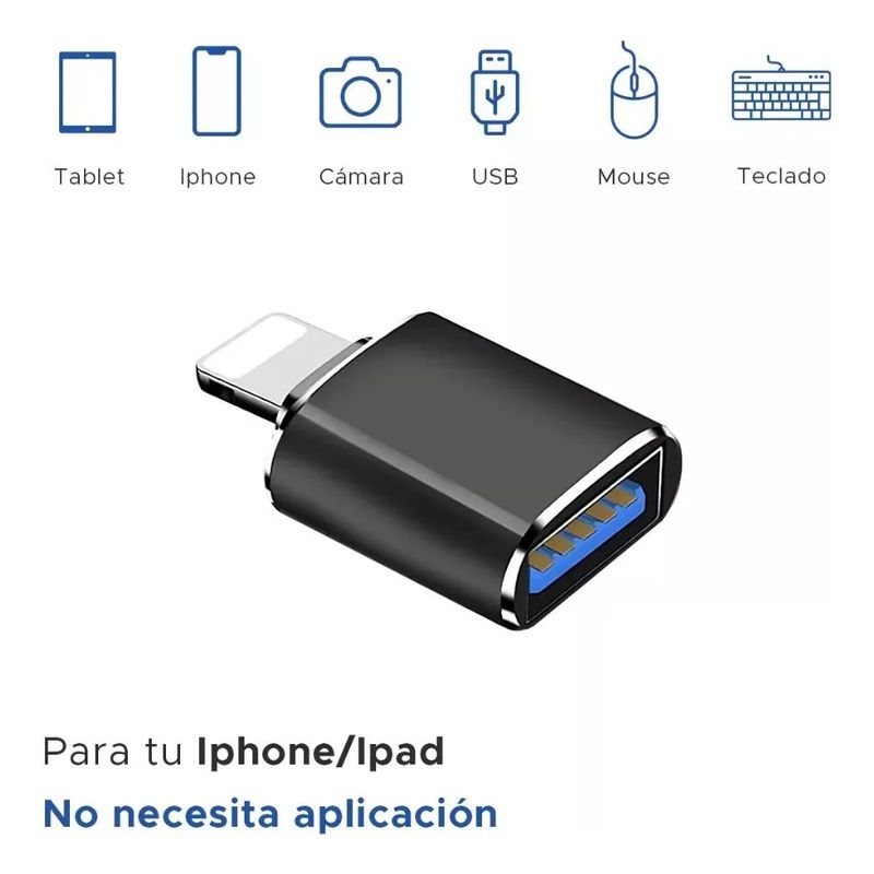 GENERICO - Adaptador Otg Para iPhone / iPad - Lightning A Usb 3.0
