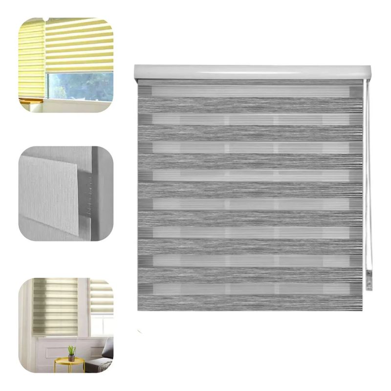 GENERICO - Cortina Roller Duo Zebra Día Y Noche 100 X 200 Gris