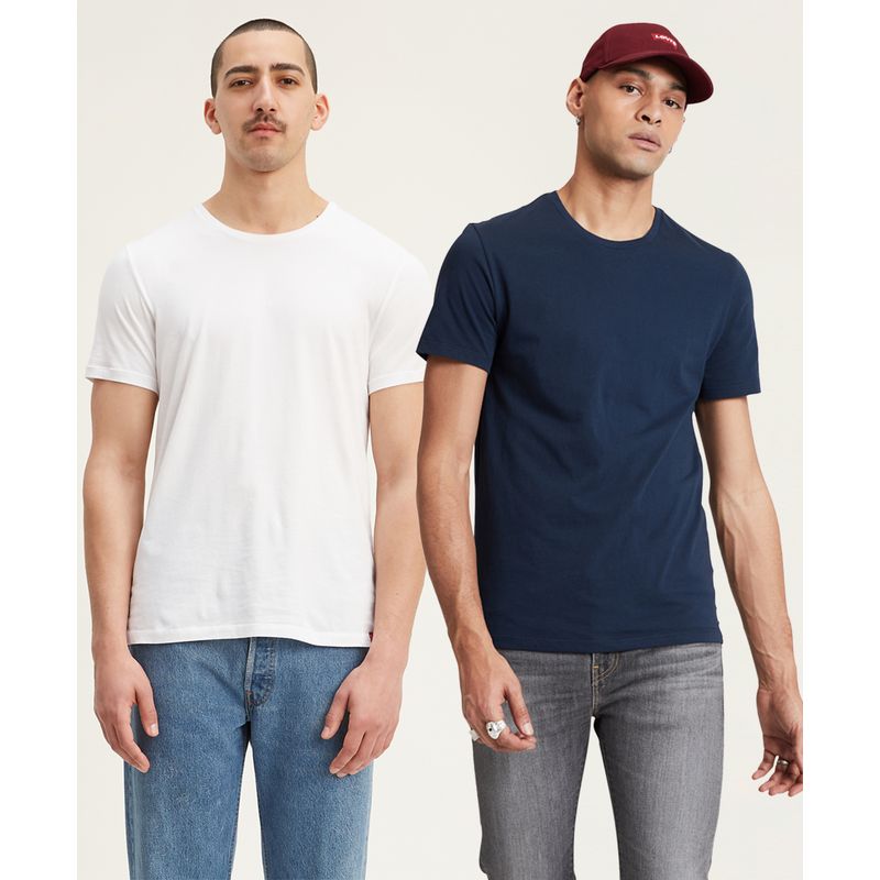 LEVIS - Polera Hombre 2 Pack Slim Azul/Blanco Levis