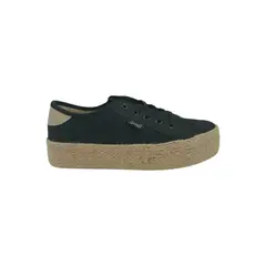 HERIEL - Zapatilla Negra Lona Plataforma Mujer.