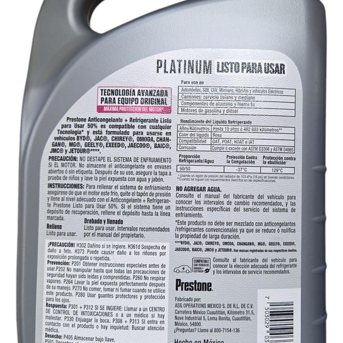 PRESTONE - Anticongelanterefrigerante Prestone Vehiculos Chinos 38l