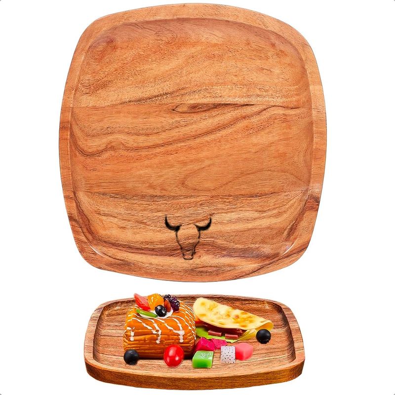 GENERICO - Plato Madera Acacia Plato Wayu Plato De Madera 25cm Bandeja
