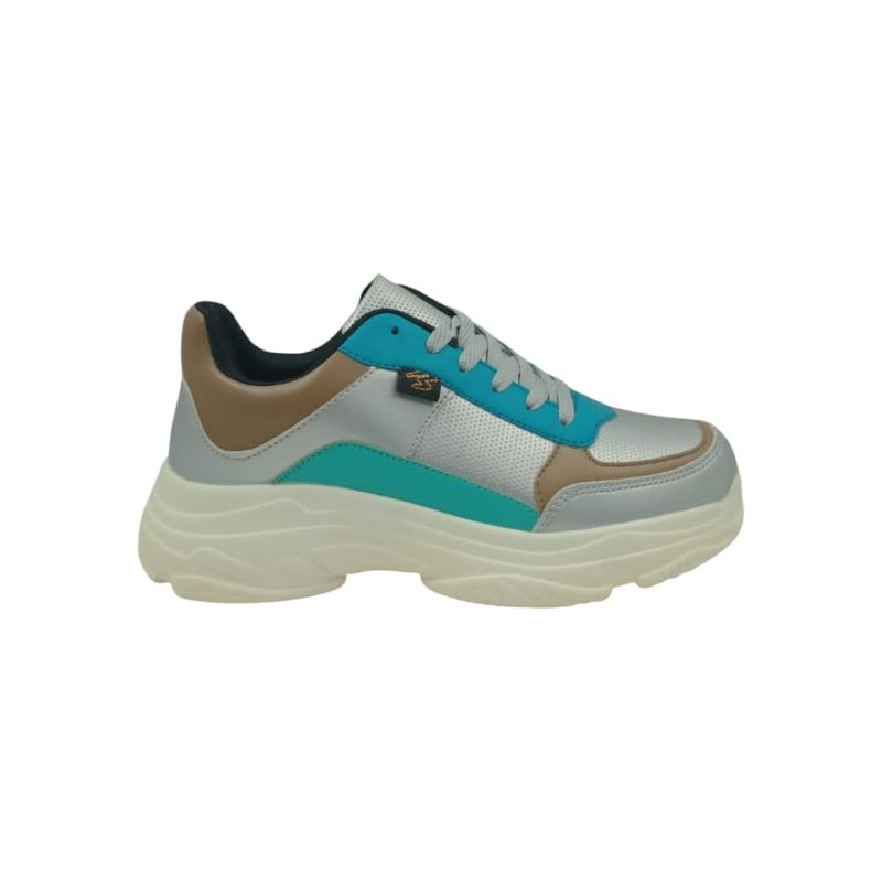 HERIEL - Zapatilla Verde Plateada Plataforma