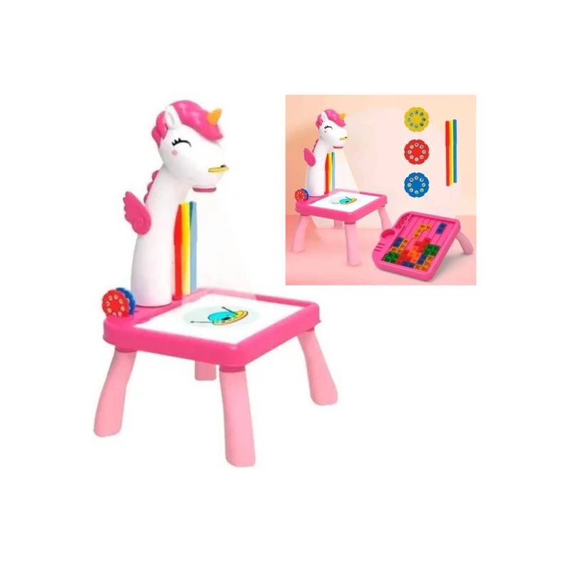 GENERICO - Mesa De Dibujo Didactica Y De Tetris Juguete 2 En 1 Rosa