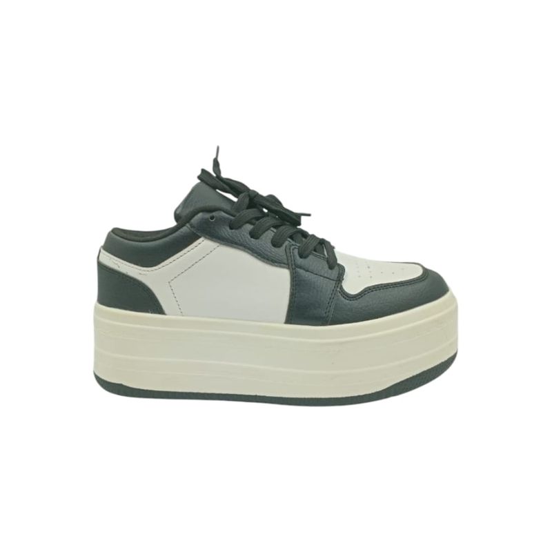 HERIEL - Zapatilla Blanca y Negra Plataforma Mujer