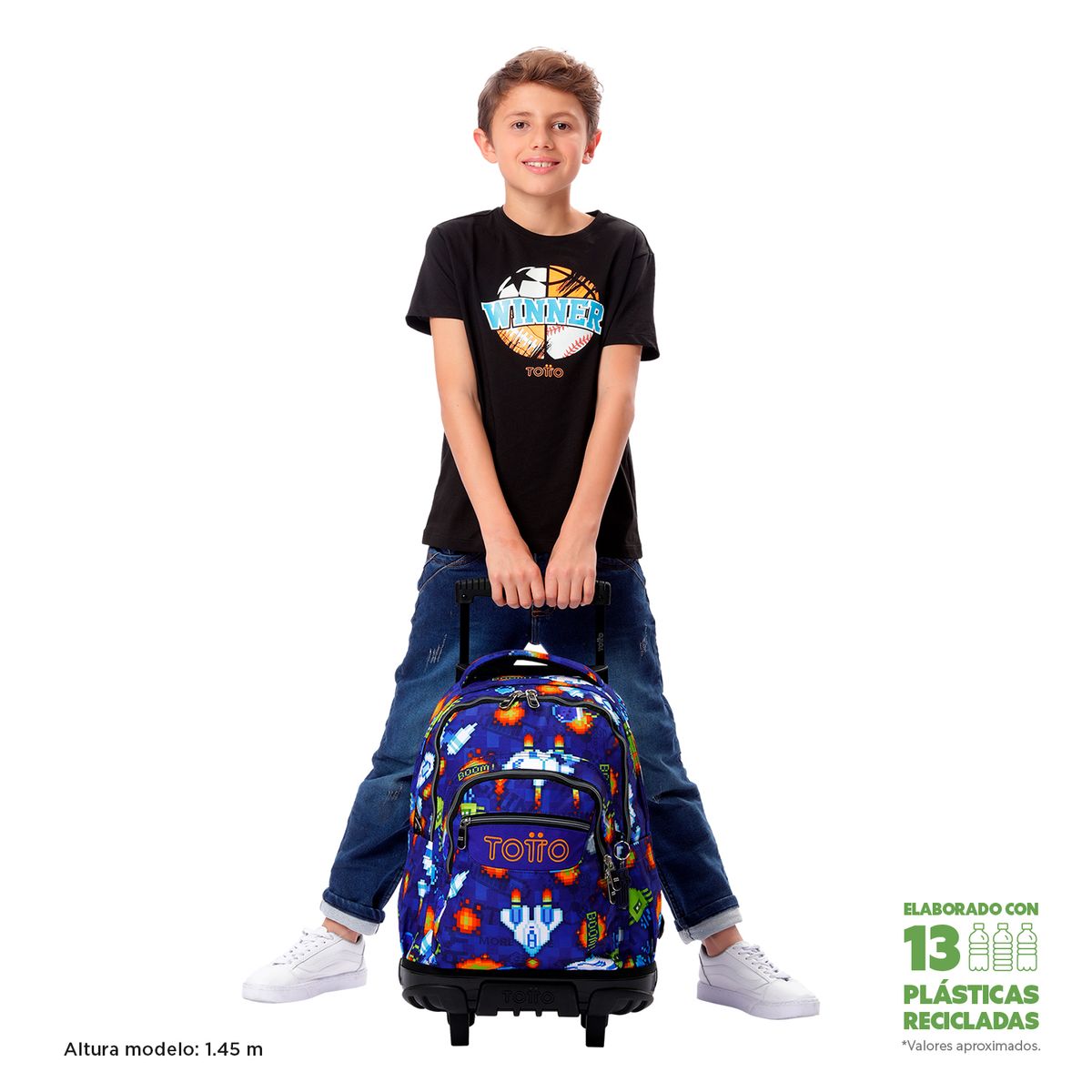 TOTTO - Mochila Escolar Con Ruedas para Niño Renglon Totto