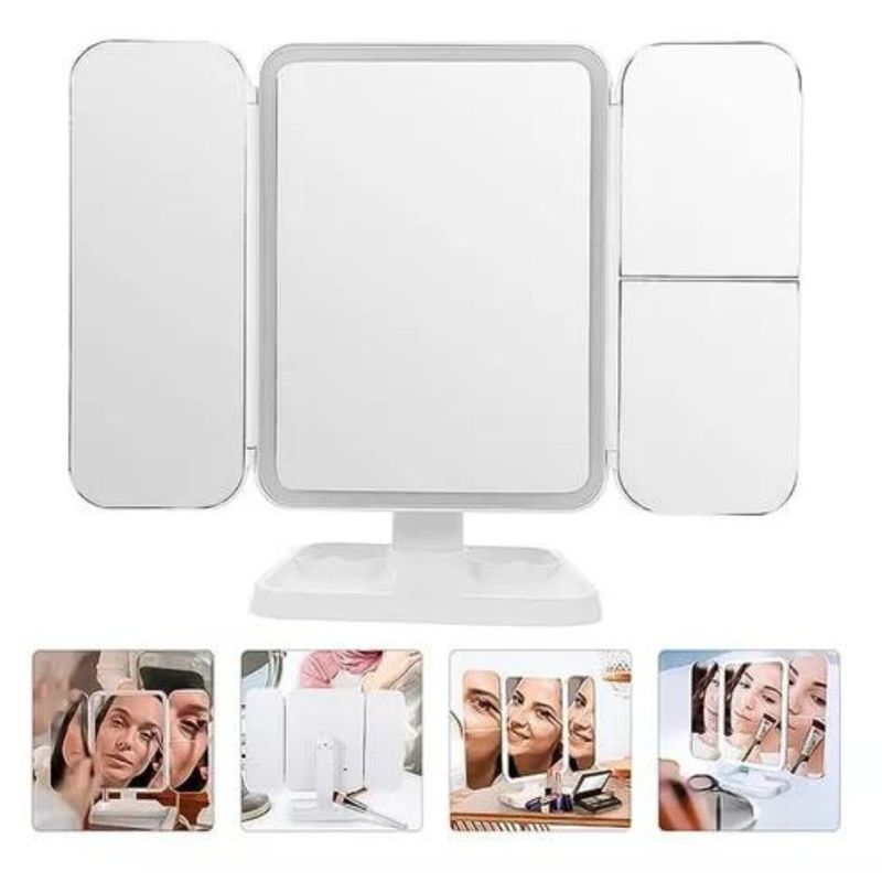 GENERICO - Espejo Maquillaje Profesional 22 Led Aumento Plegable Grande