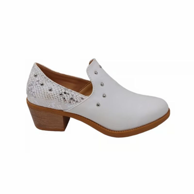HERIEL - Zapato Blanco Tachas Mujer.