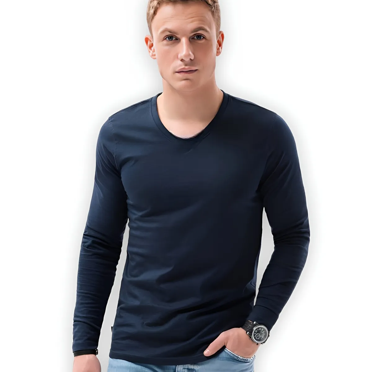 MROTTO - Polera Hombre Manga Larga  Cuello Redondo