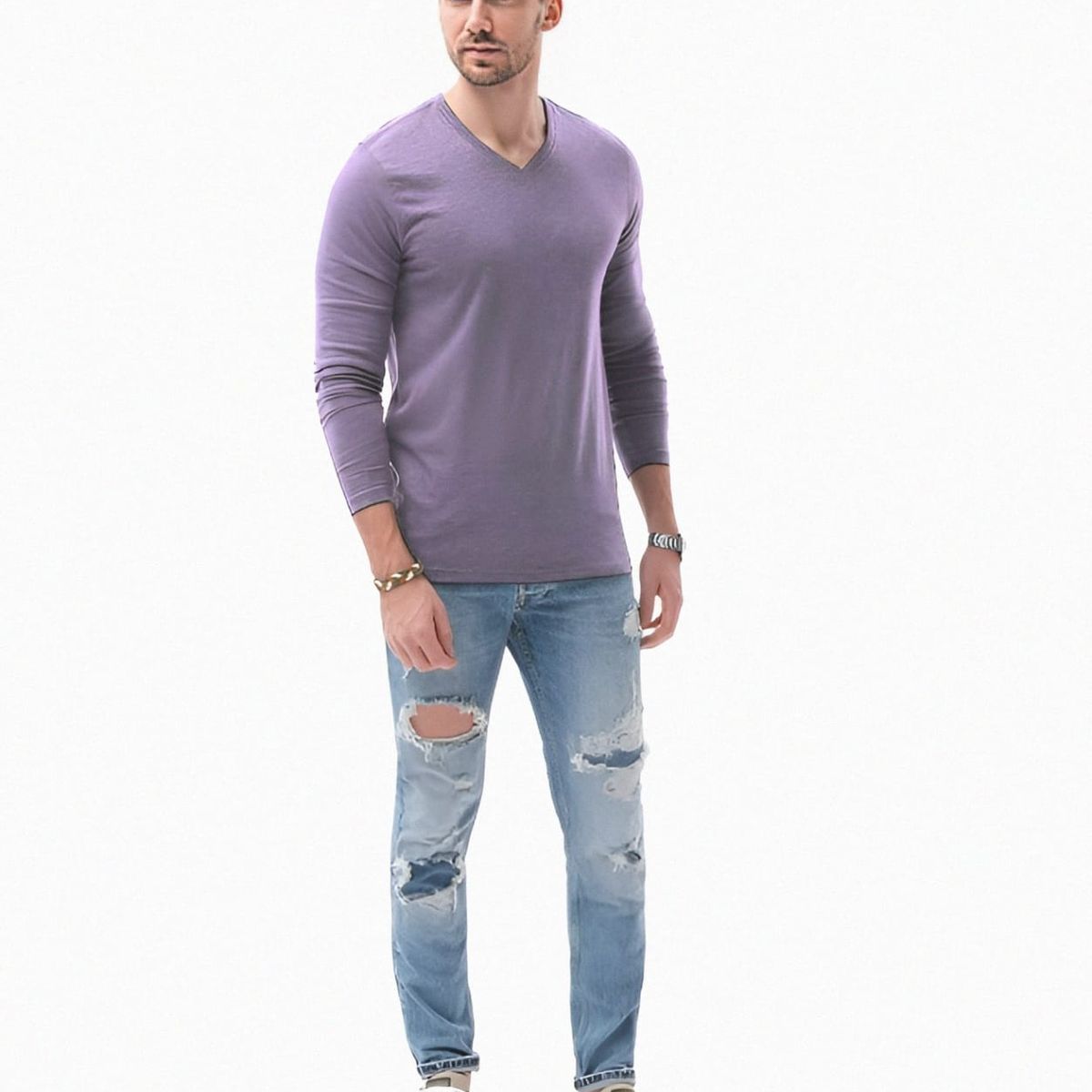 MROTTO - Polera Hombre Manga Larga  Cuello Redondo